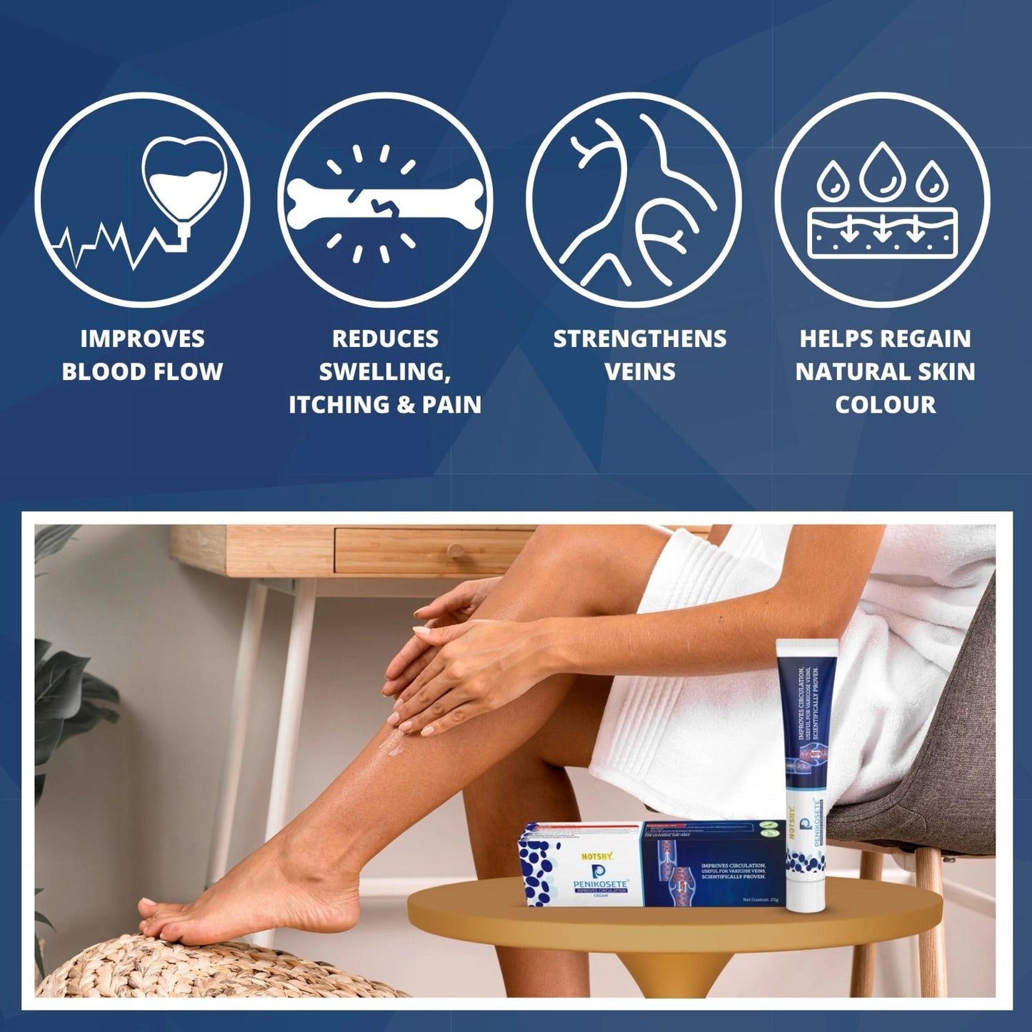 PENIKOSETE Ayurvedic Cream |Natural Solution for Management of Varicose Veins, Spider Veins & Varicocele | Buy 1 or Special Deal 2+1 FREE Pack |
