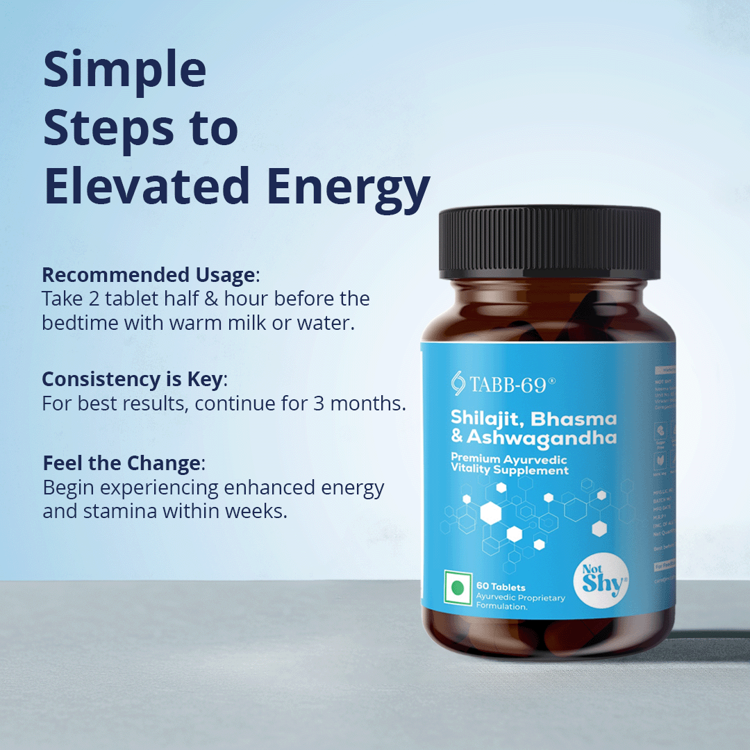 TABB-69 Men’s Supplement – Simple Usage Instructions for Elevated Energy with Shilajit, Bhasma, and Ashwagandha Tablets