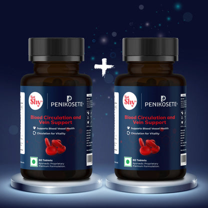 PENIKOSETE®️ Ayurvedic Tablets of Ashwagandha, Punarnava, Turmeric & Triphala | Reduce Varicose Veins & Boost Circulation | Reduce Leg, Ankle & Feet Swelling, Support Heart & Rectal Health | 60 Easy-to-Swallow Tablets