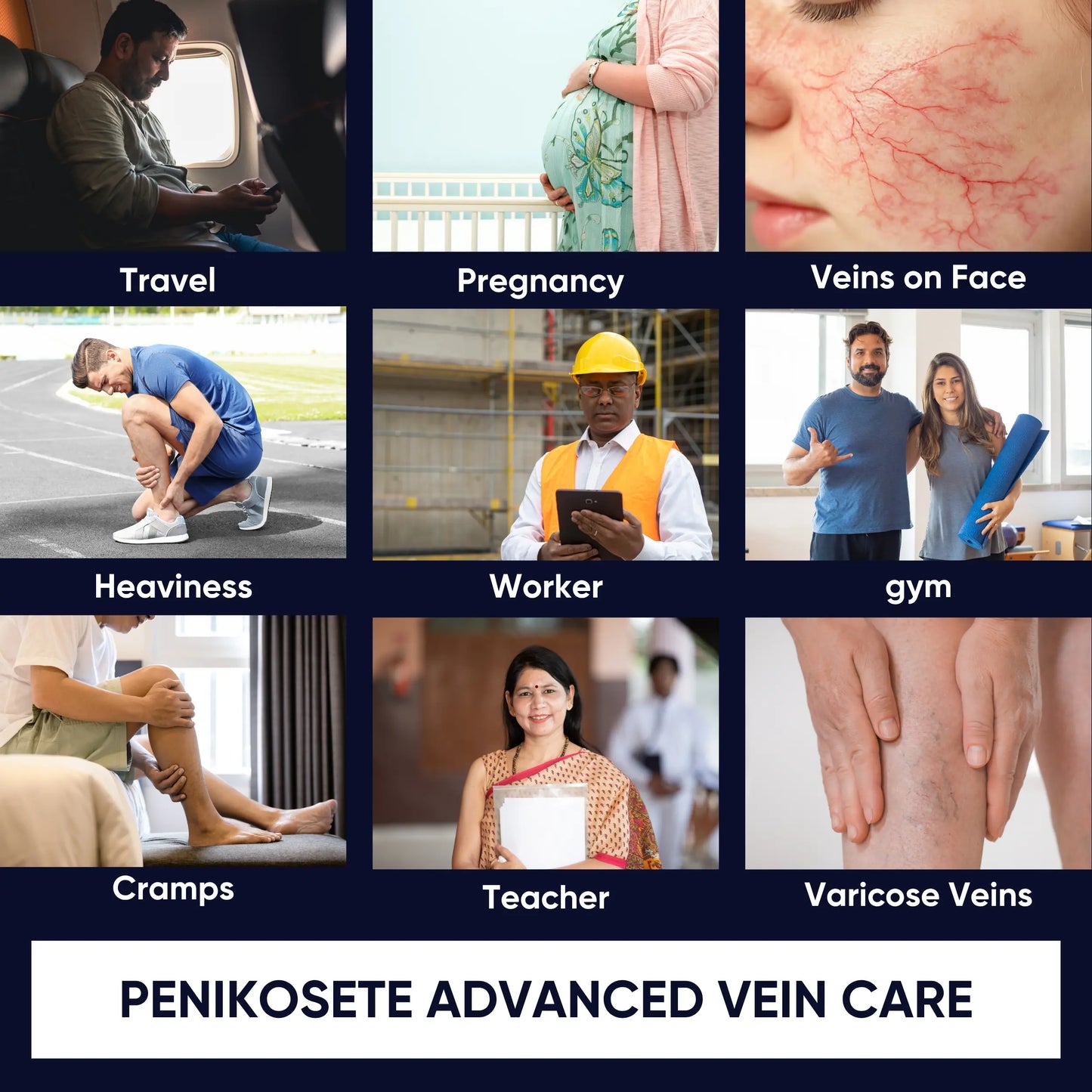 PENIKOSETE®️ Ayurvedic Tablets of Ashwagandha, Punarnava, Turmeric & Triphala | Reduce Varicose Veins & Boost Circulation | Reduce Leg, Ankle & Feet Swelling, Support Heart & Rectal Health | 60 Easy-to-Swallow Tablets