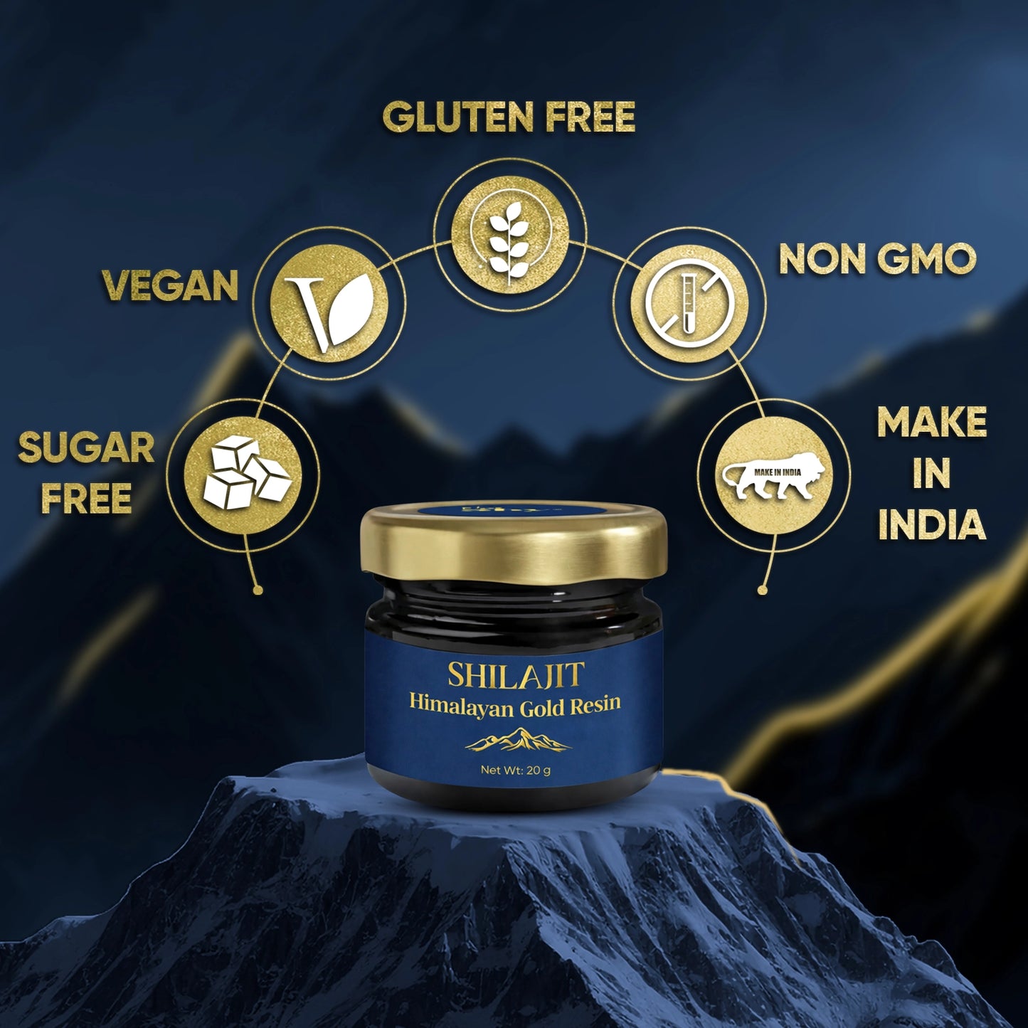 Not Shy Shilajit Himalayan Gold Resin – Premium Ayurvedic Shilajit with Fulvic Acid & 85+ Minerals, High-Altitude Himalayan Source, Daily Wellness Adaptogen Supplement for Men & Women - 20g