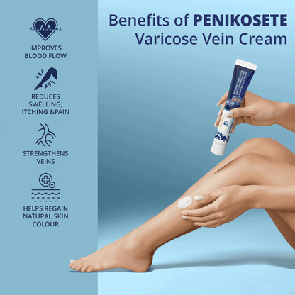 PENIKOSETE Ayurvedic Cream  |Natural Solution for Management of Varicose Veins, Spider Veins & Varicocele |  Buy 1 or Special Deal 2+1 FREE Pack |